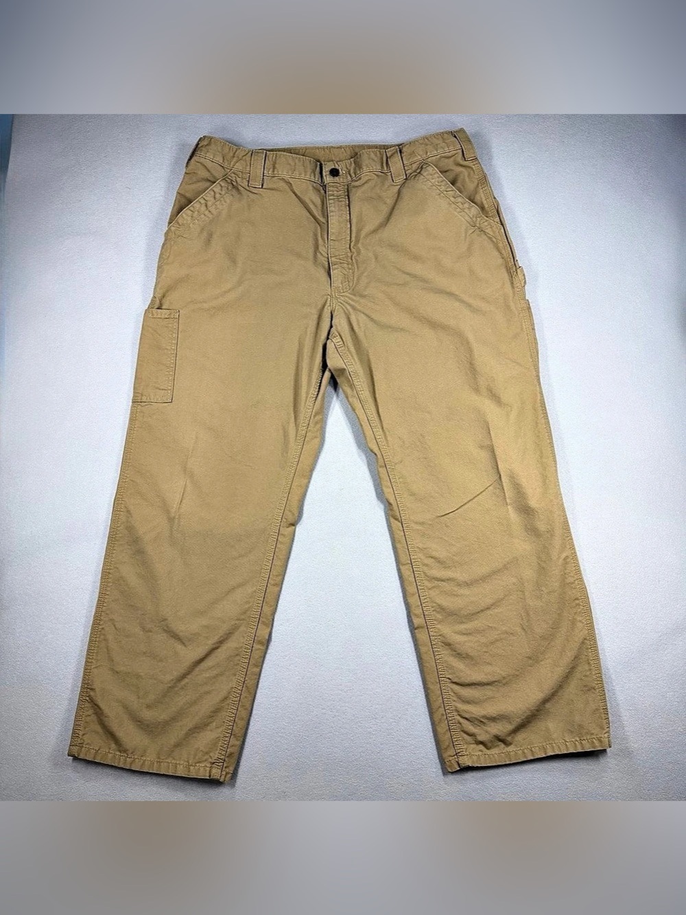 Carhartt Men Pants Dungaree Fit 40x29 Work Canvas Utility Carpenter Khaki/Tan